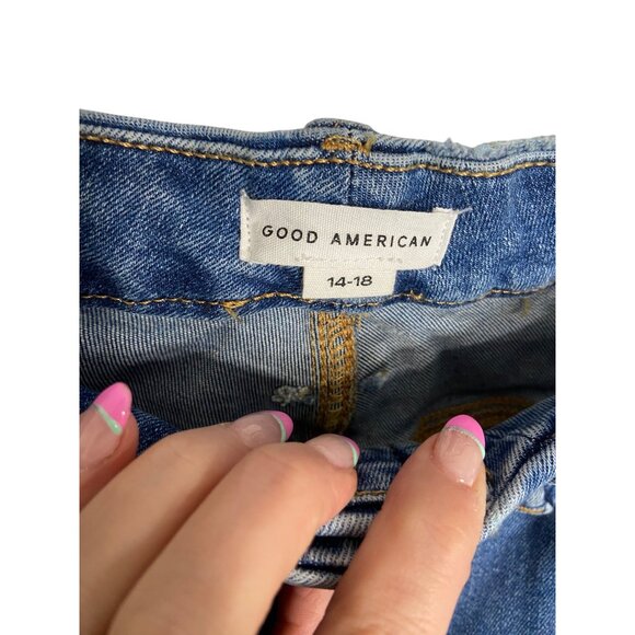 Good American Always Fits Good Legs Straight Jeans Indigo316-sz 14-18 - Picture 6 of 12